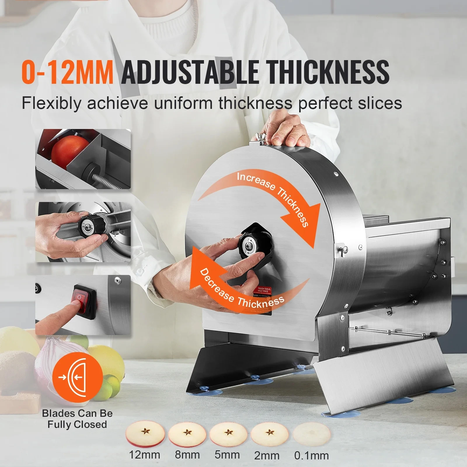 Fruit Slicer Electric Onion Vegetable Potato Slicing Machine Thickness Electric Slicer Manual Food Cutter Adjustable
