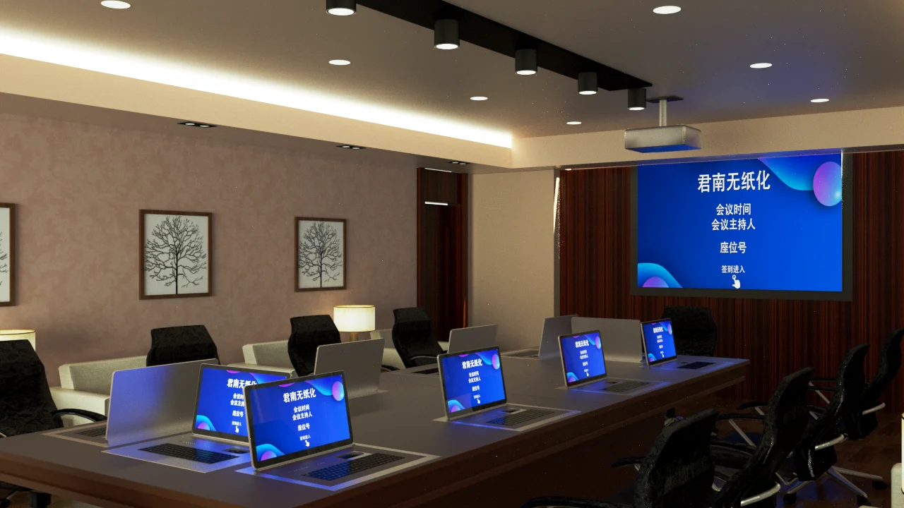 Remote control desk motorized flip up computer lcd monitor lift for  paperless office system Desktop paperless meetings