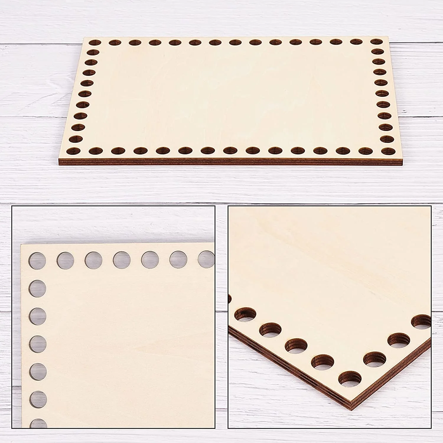 Natural Wood Basket Bottom, Rectangular Blank Crochet Basket Wooden Base