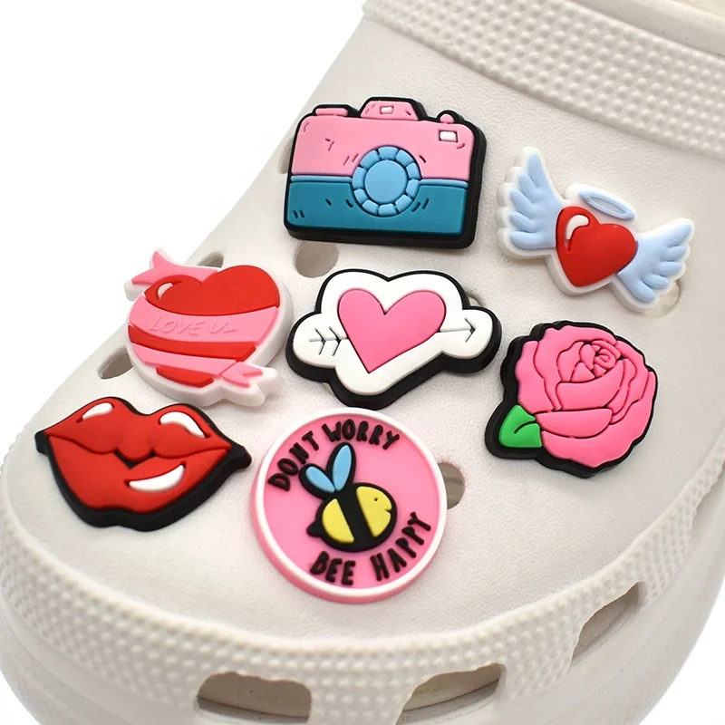 Wholesale pink girl croc charm PVC Clogs shoe decorations girl shoes charm for party gifts