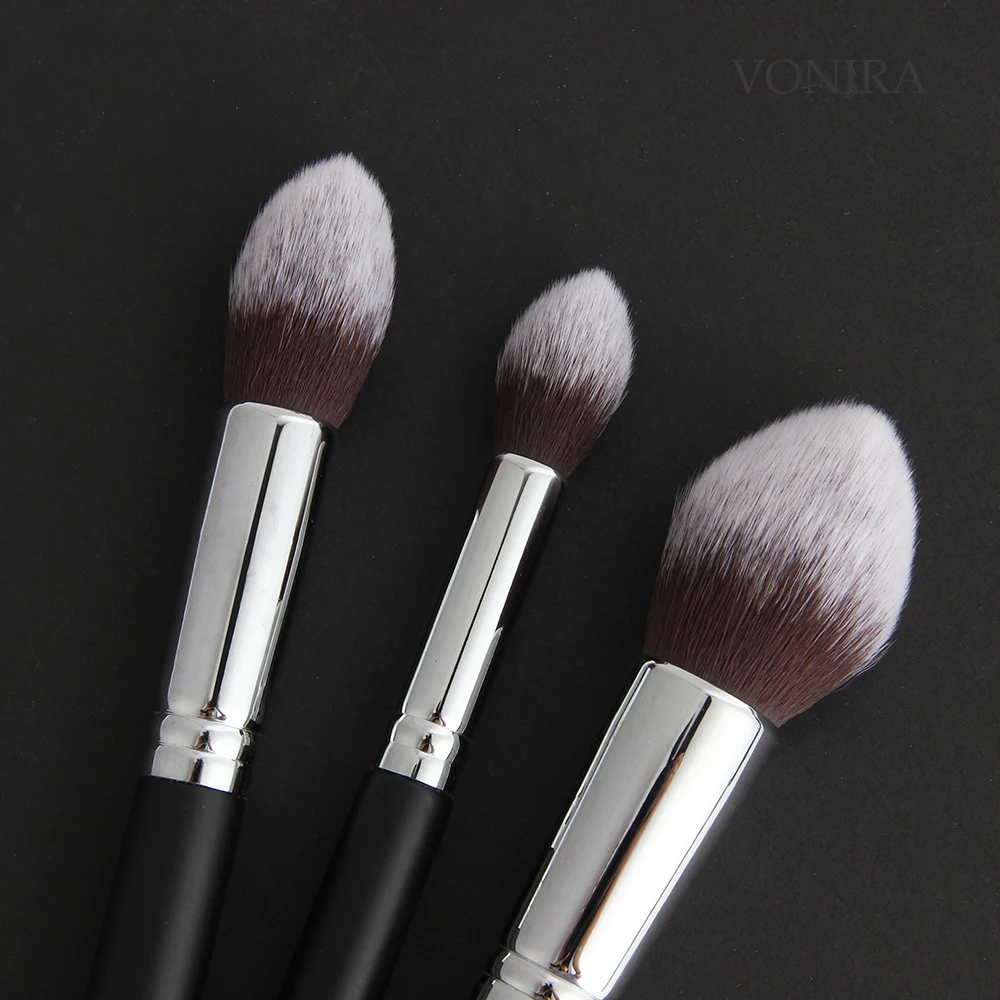 Vonira Beauty Matte Black Silver Copper Professional Makeup Studio Makeup Artist Must Have Basic Cosmetic Brushes Set OEM  ODM