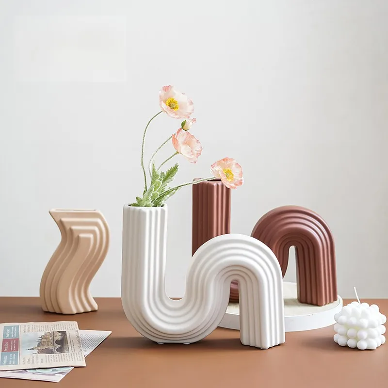 Nordic modern minimalist creative decorative home space decor geometric unique abstract designers ceramic& porcelain vases
