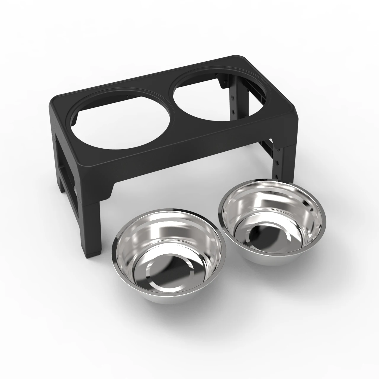 4 Heights Adjustable Dog Bowl Stand with 2 Stainless Steel Bowls for Small Medium Large Dogs