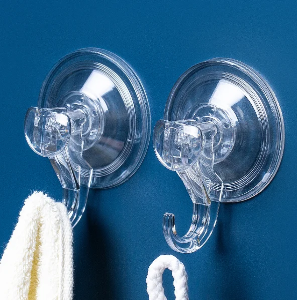 Multi-Purpose Powerful Push and Lock Vacuum Strong Suction Cup Hooks Transparent for Bathroom Kitchen