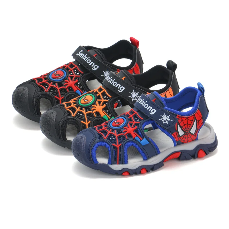Cartoon spiderman Pu Boys Synthetic Toddler Sandals Summer Autumn Rubber Sole Mesh Spring Sandals