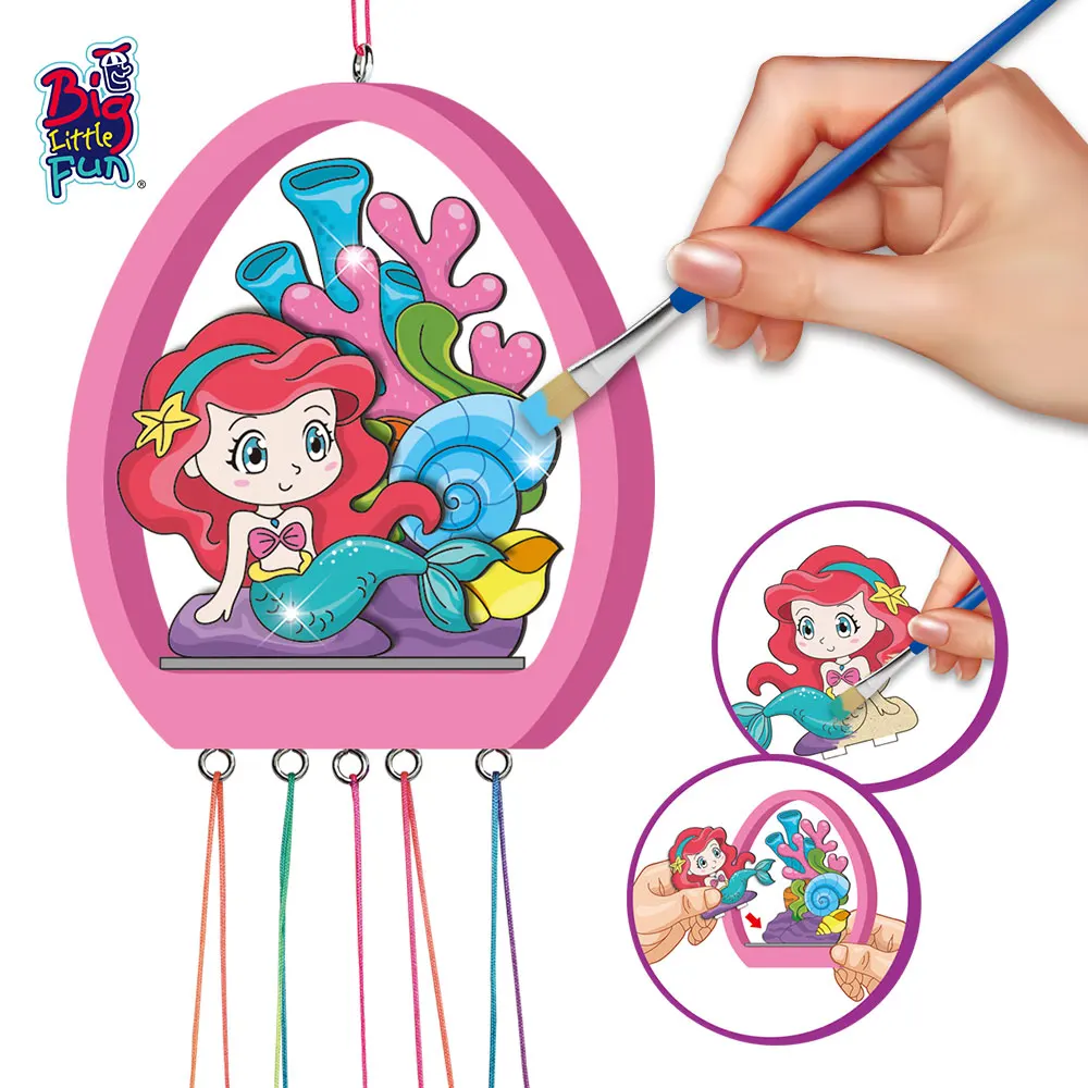 New Product Idea 2024 Drawing Kit Special Gift  Mermaid Egg Shape Windchime Diy Painting Craft For Kids