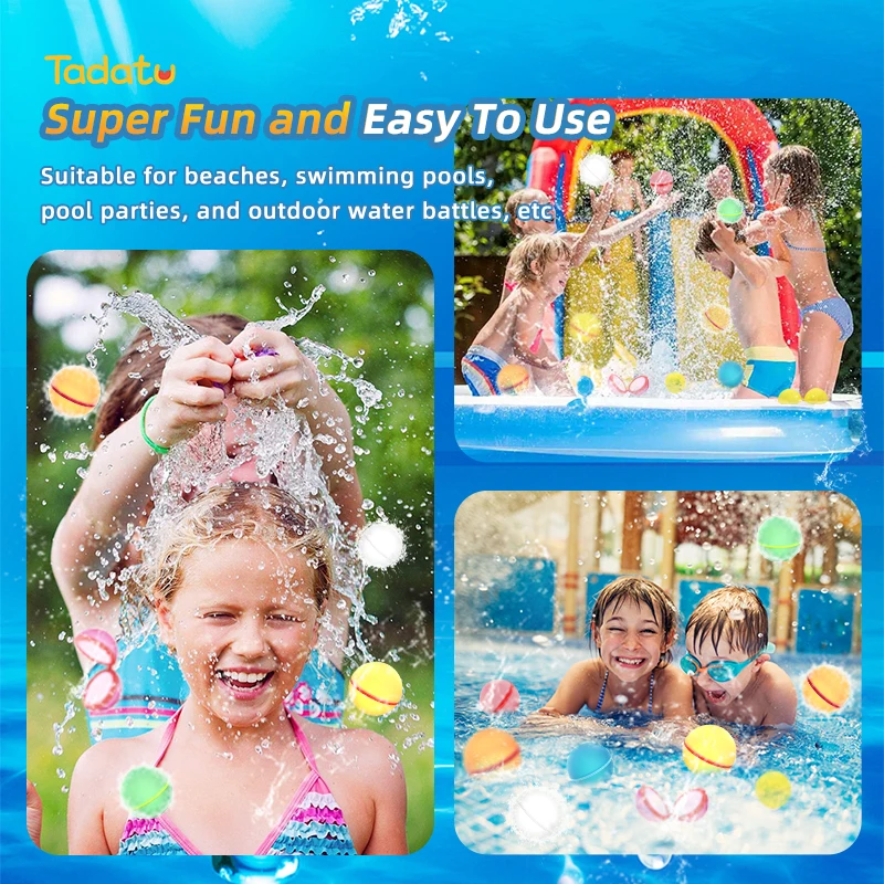 Reusable Water Balloon Refillable Quick Fill Water Ball Self Sealing Magnetic Water Bombs for Kids Outdoor Backyard Summer Games