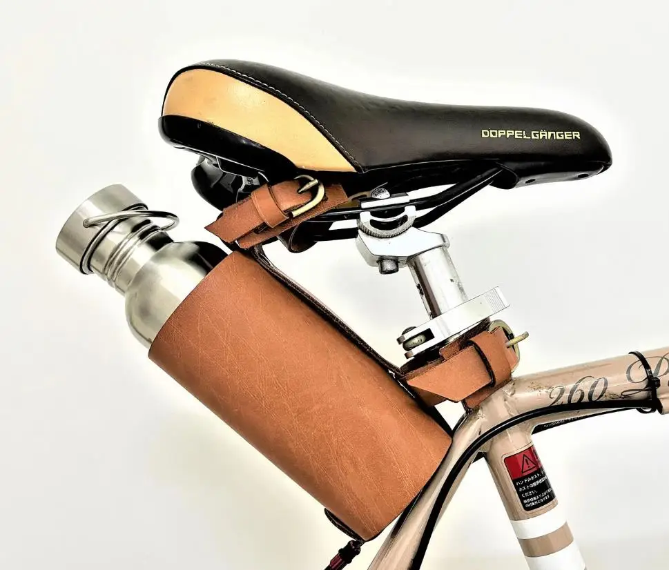 Hot sale Outdoor Cycling Bike Coffee Cup Holder Bicycle Water Bottle Holder Leather Kettle Package Handlebar Bag