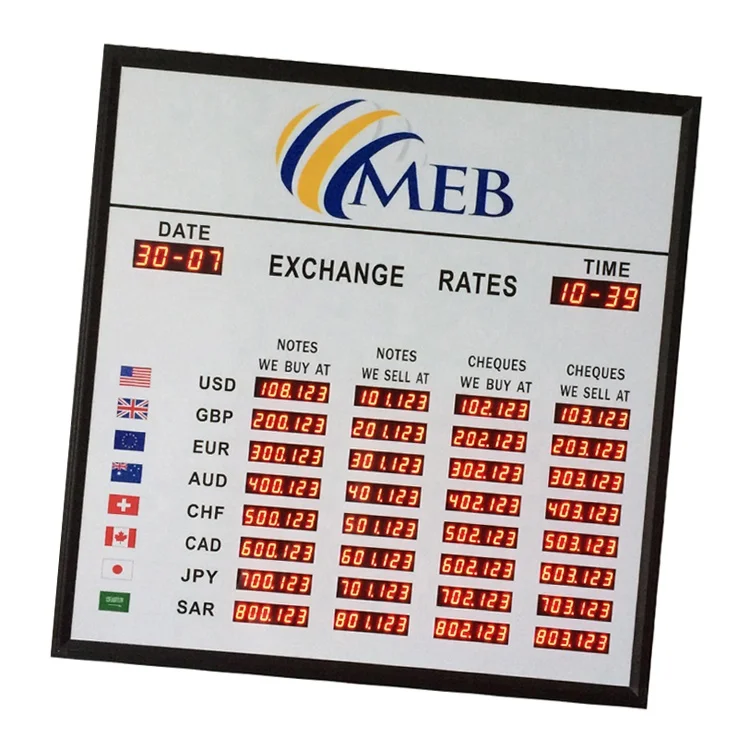 Custom Made Electronic Currency Exchange Rate Display Board