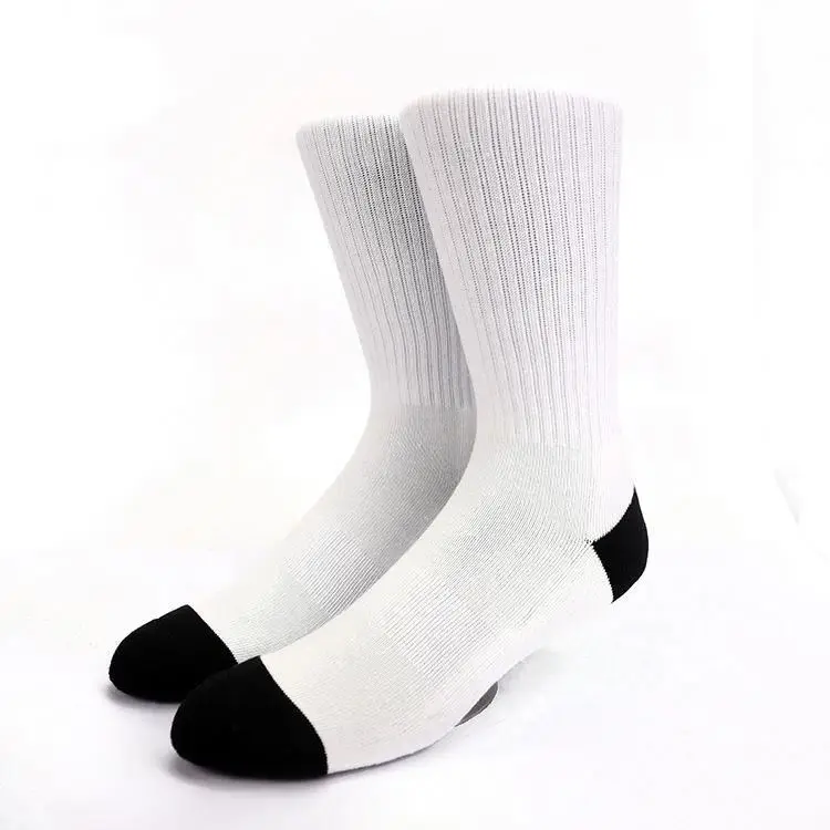 BD-S152 Wholesale Cheap White Custom Socks No Minimum Order Sublimation Blank 3D Print Socks