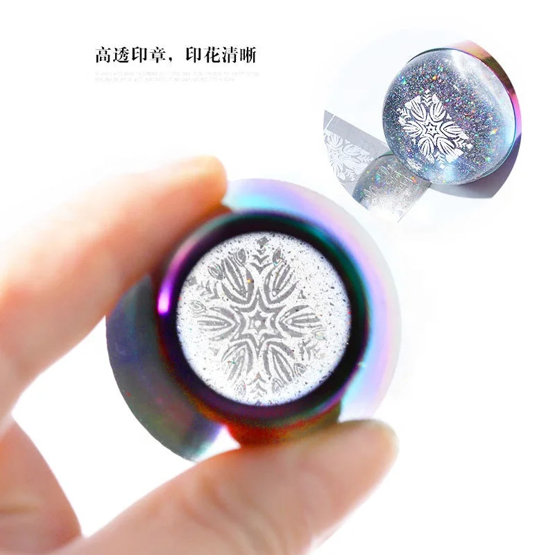 2024 Nail Supplier Clear Silicone Jelly Nail Art Stamper Tool Stamping Kit French Tip Nail Stamp with Scrapers