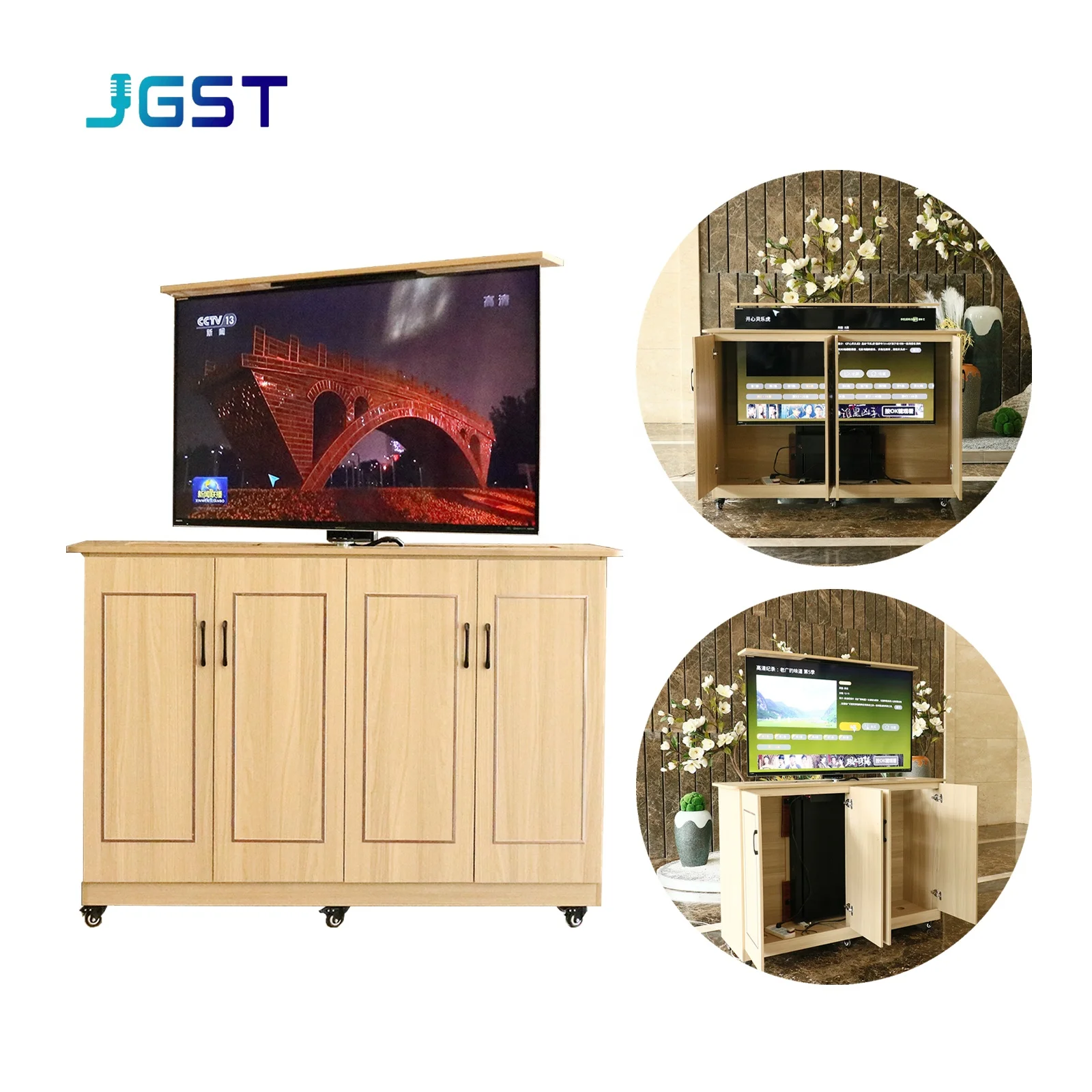 Hidden Up Down TV Mount Cabinet TV Bracket Under Bed Motorized TV Lift with Remote Control