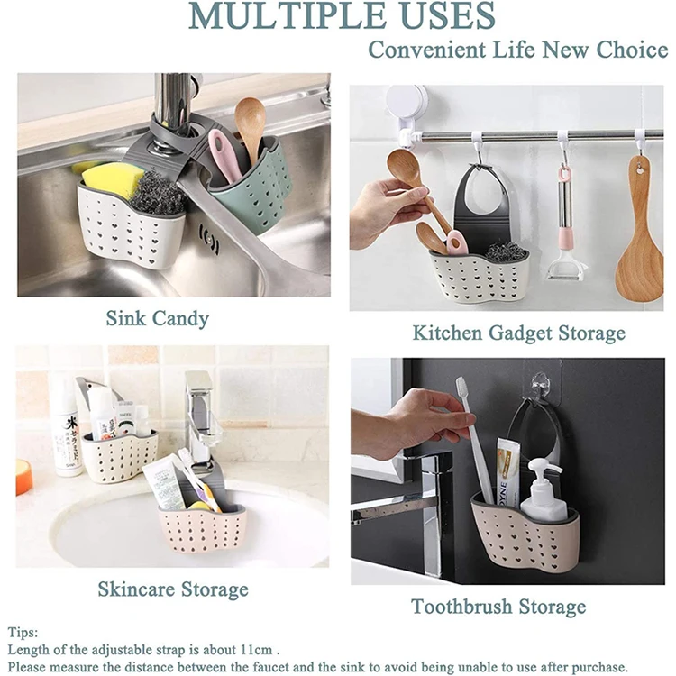 Adjustable Kitchen Thickened Double Sink Hanging Bag Faucet Sink Hanging Bask Sink Filter Drain Basket Storage Rack
