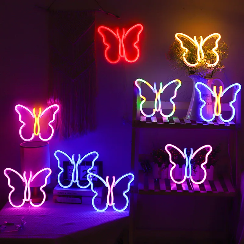 2024 spot neon lights, LED shaped ambient lights, butterfly shaped lights