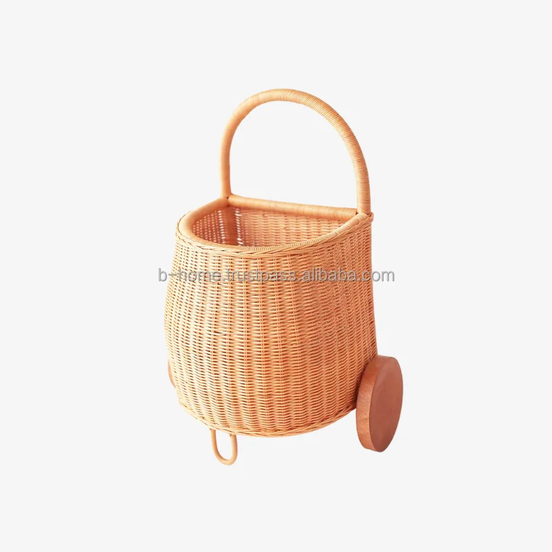 Summer Picnic Basket for Kids, Baby Doll Cabinet/ Luggage/ Cart/ Bassinet For Photo Pram, Gift, Travel, handicraft Rattan Goods