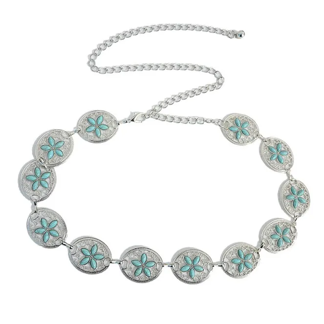 Natural Turquoise Belly Body Waist  Chain Belt for Girl