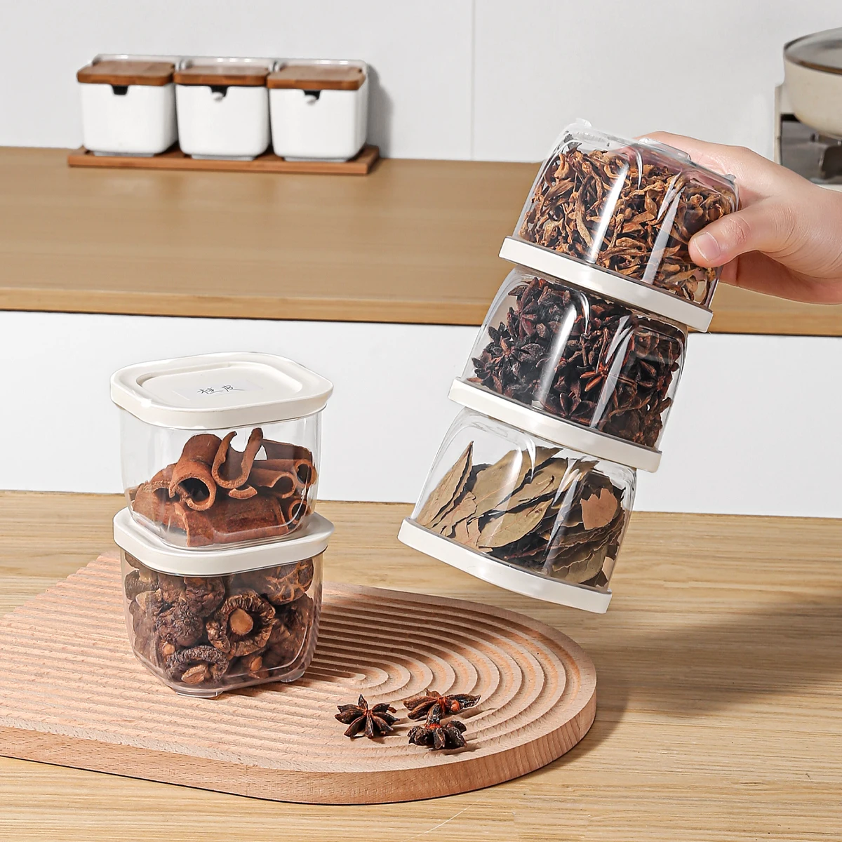 Wholesale OEM Airtight Food Container Plastic Clear Tall Dry Food Storage Stackable Plastic Container