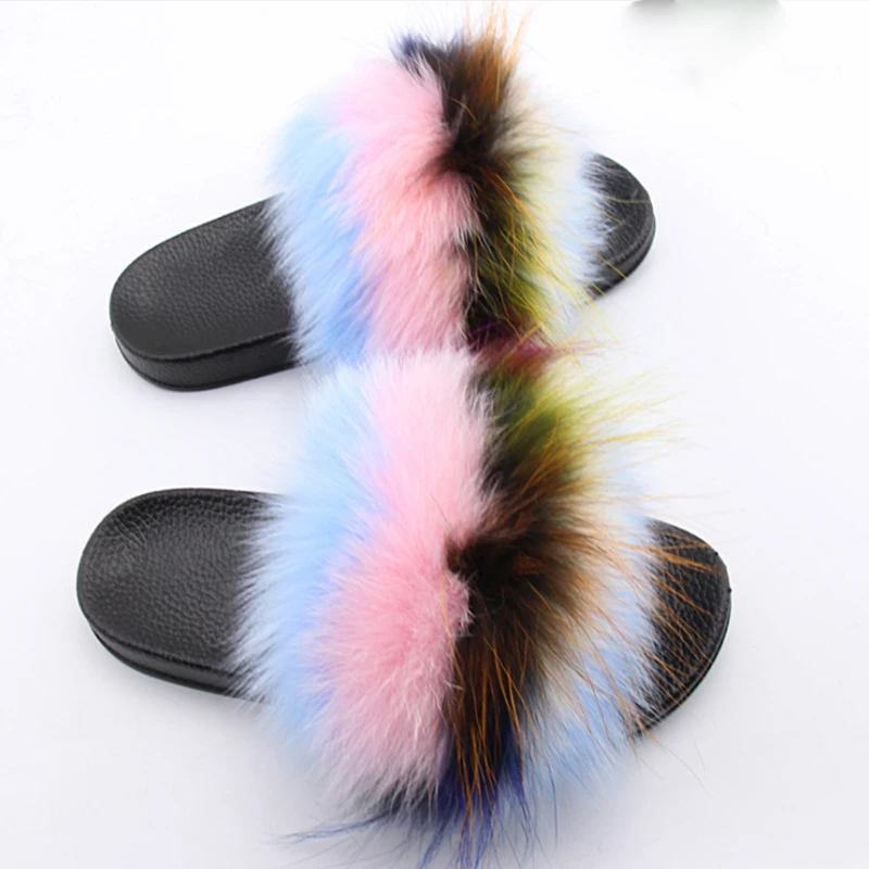 
Online Wholesale Pvc Sole Fur Slippers Fashion Sandals Women Real Fur Fluffy Slides indoor fur slippers 