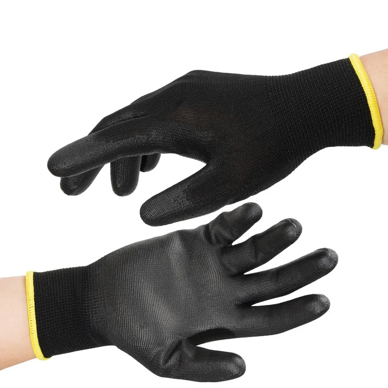 GLBZ015 Light weight anti-static black nylon dipped pu touch screen extreme grip safety cut resistant work  gloves for mechanic