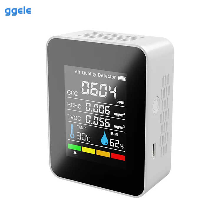 ggele Portable Infrared Wifi Temperature Humidity Indoor Co2 Monitor Air Quality Carbon Dioxide Detector Co2 Meter