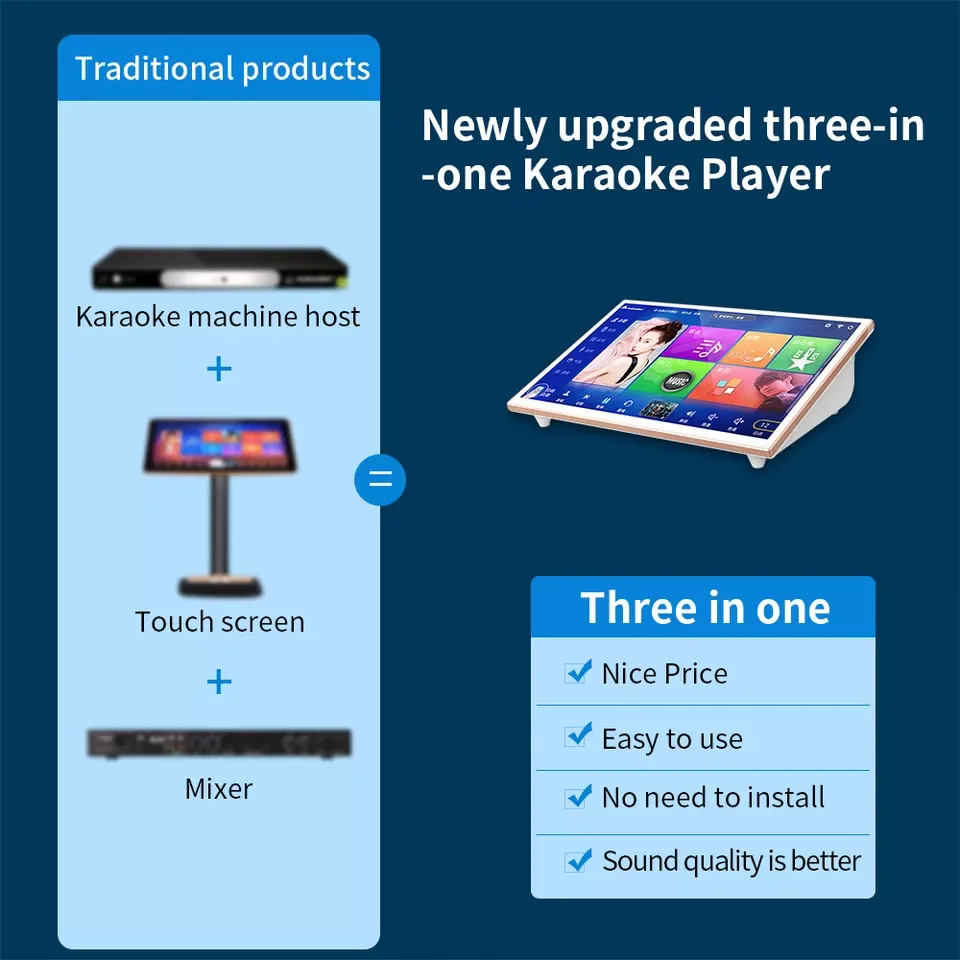 Portable Karaoke 19' InAndOn 1TB Karaoke Machine Jukebox Home KTV Players Karaoke Set System Professional Singing Machine