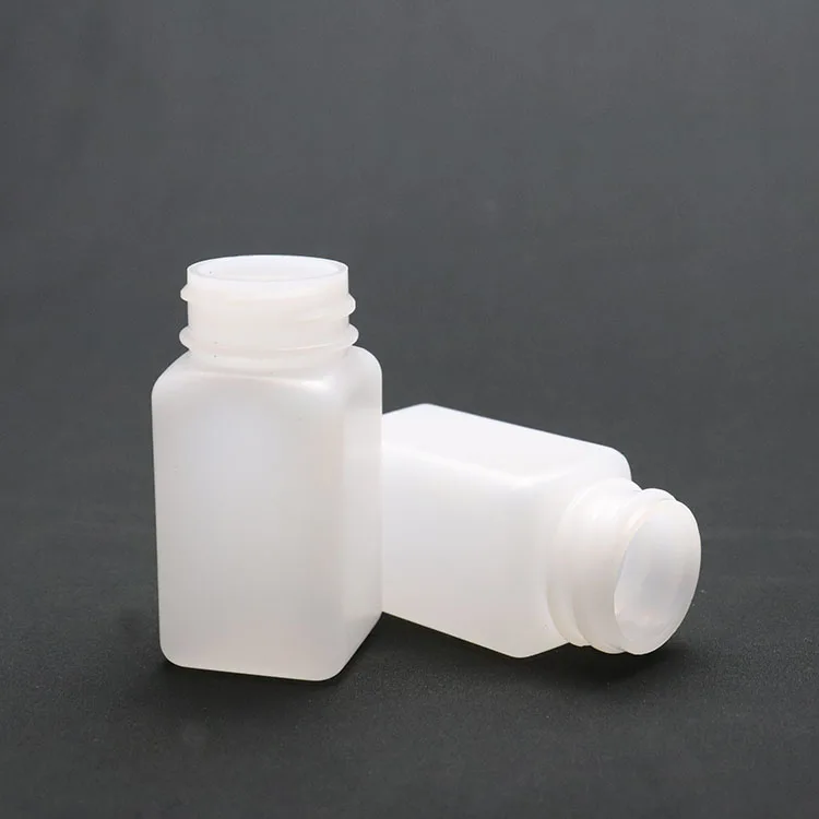 HDPE Square Shape Food Grade  45ml Child Resistant Blowing Plastic Bottle Candy Jars  Plastic Pill Bottle