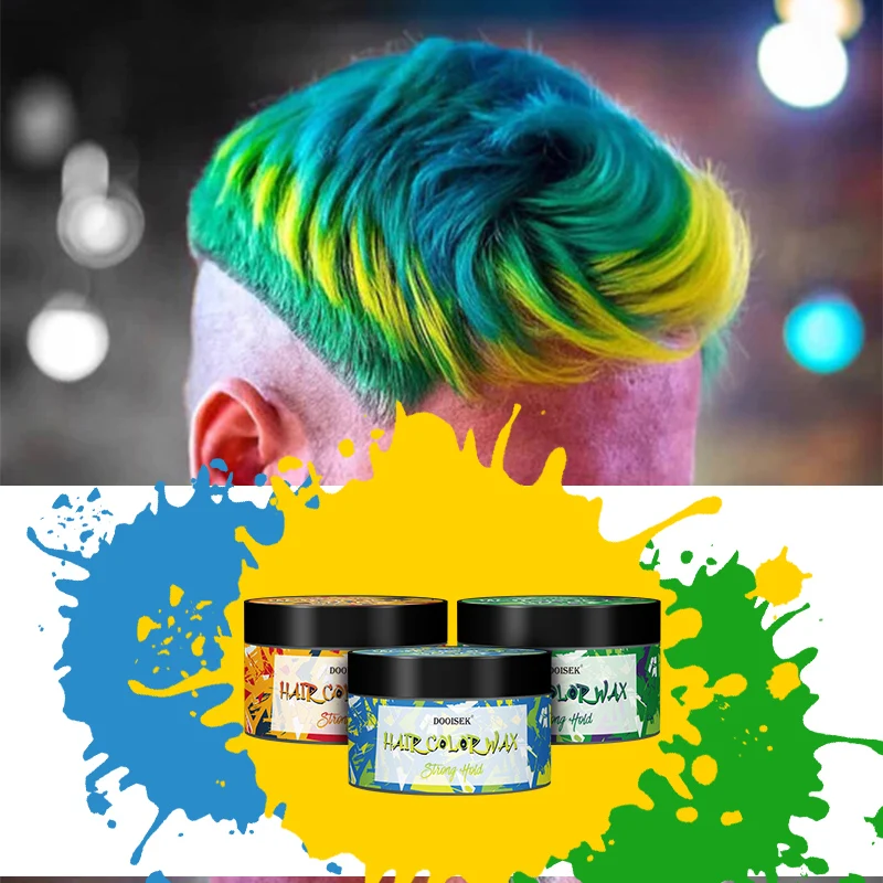 Custom Brand Temporary Hair Coloring Clay Paint Wax Matte Hair Dye Styling Party Color Wax DOOISEK Hair Paste Pomade