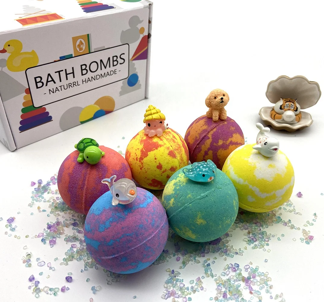 Muran MSDS/100% Natural Ingredients Wholesale Private Label Colorful Organic Bath Bombs Gift Set 12 Bath Bomb with Toys Inside