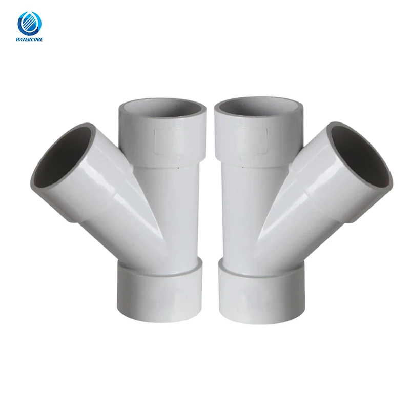 China Factory Good Quality AS/NZS1260 Standard UPVC PVC DWV Drainage Water Pipe Fittings 45 Deg Junction 100*50MM and100*65MM