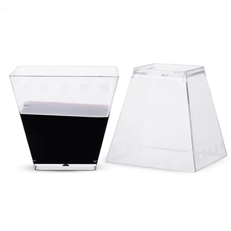 Wholesale transparent 60 ml square mousse hard plastic cup fruit pudding ice cream Dessert cup