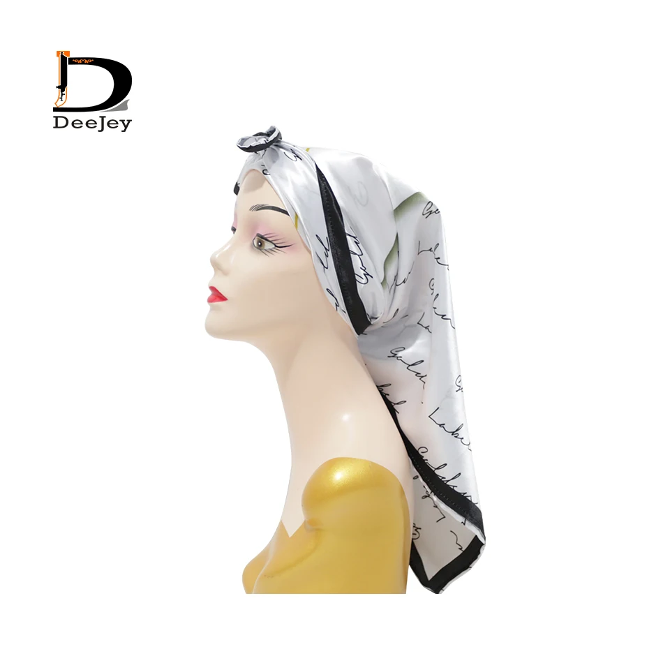 Custom Logo Vintage Fashion Satin Silk Scarf Hijab Square Scarf for Woman Hair Accessories