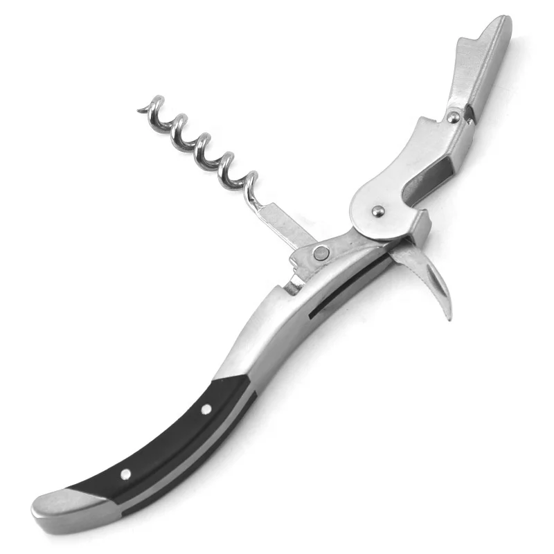 Easy Portable Wine Bottle Opener Mini Stainless Steel Cork Screw Bottle Corkscrew Double Hinged Outdoor Keychain Wine Opener