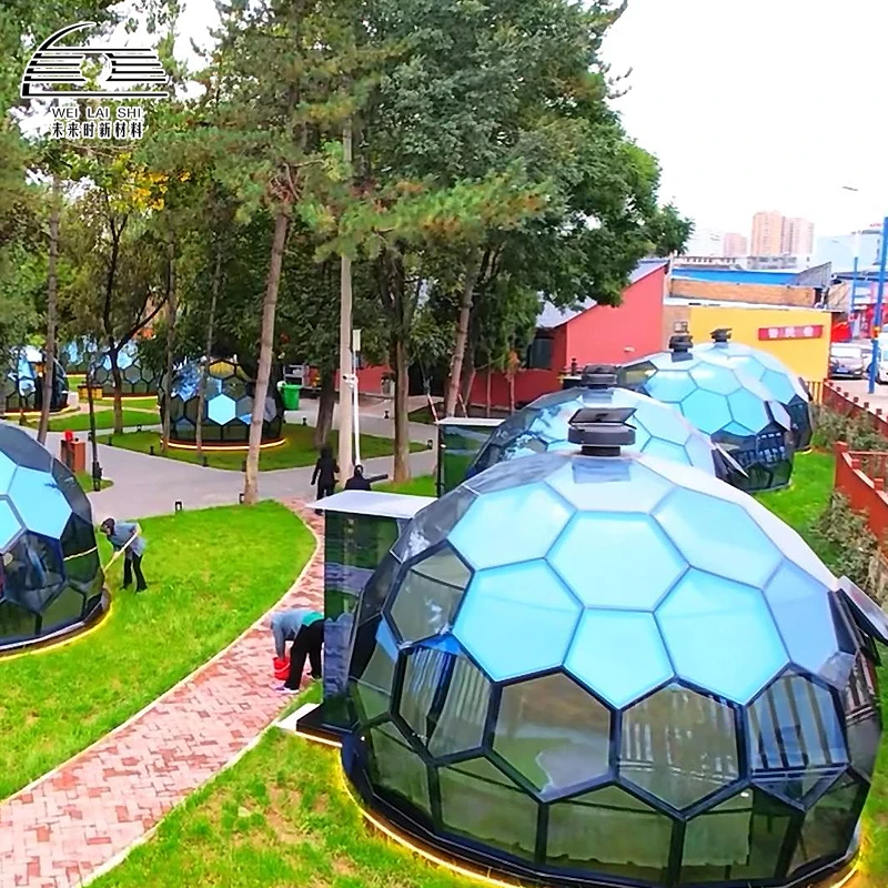 Modern Luxury Hotel & Restaurant Glass House with Polycarbonate Dome Starry Sky Room & Bubble Room Design