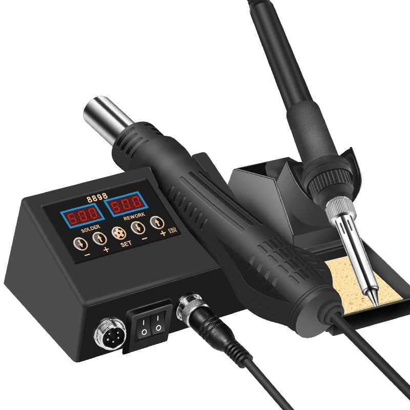 8898 SMD паяльная станция 2 в 1 паяльник для подключения к портативный тепловой пистолет-распылитель dewelding 8586D