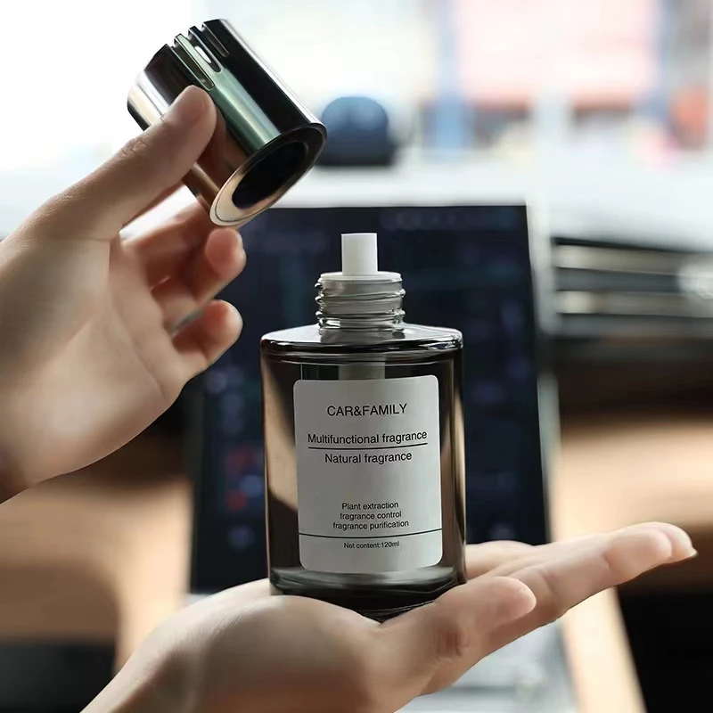 Custom Packaging 120 ML Clear Car Perfume Fireless Aromatherapy Reed Diffuser Bottles 160 ML Flint Smoked Glass Bottle With Lid