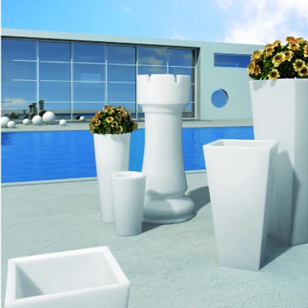 Foshan Wholesale Rectangular Hotel Garden Decorative Plastic Lighting Led Flower Pot