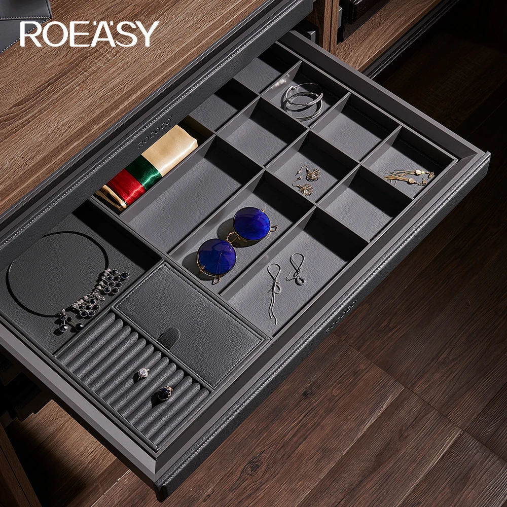 ROEASY Hot popular Leather Jewelry Box Luxury Earring Bracelet Necklace Ring Watch Box Packaging high-end  Leather Jewelry Box