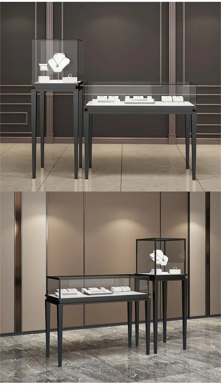 Modern Jewelry Glass Display Showcase Lockable Glass Showcase Display Cabinet