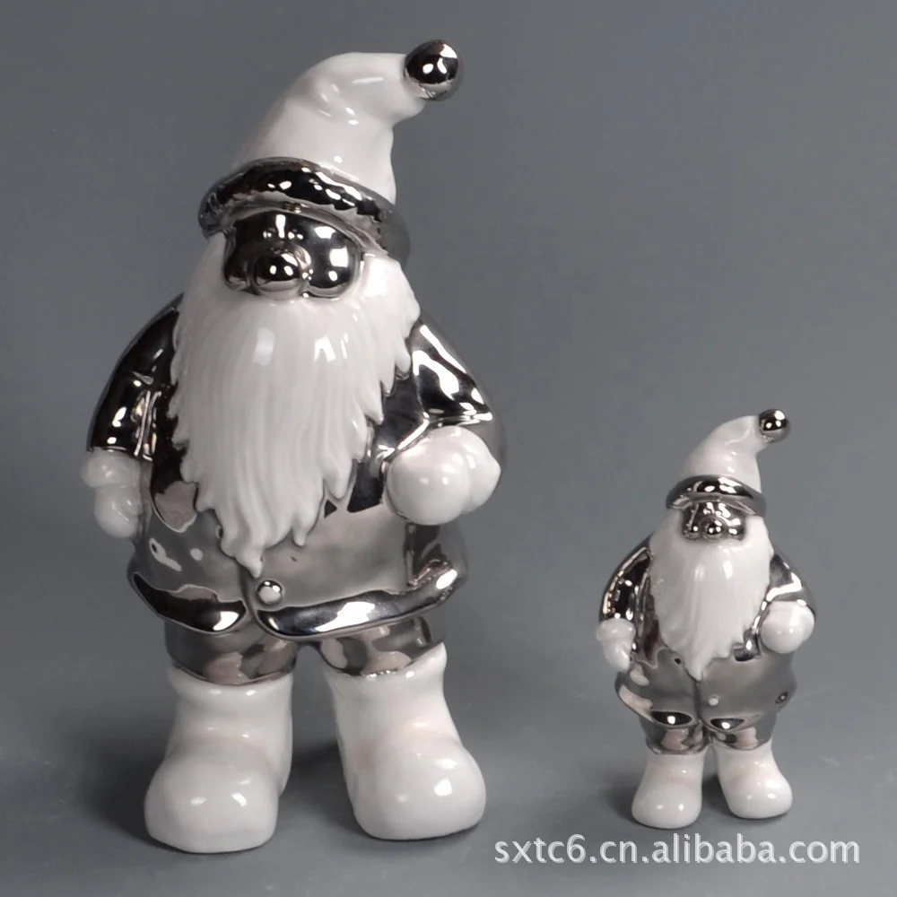 Ceramic Christmas Coloring Titanium plating Craft Desktop Christmas Ornaments Santa Claus Living Room Creative Art Decor
