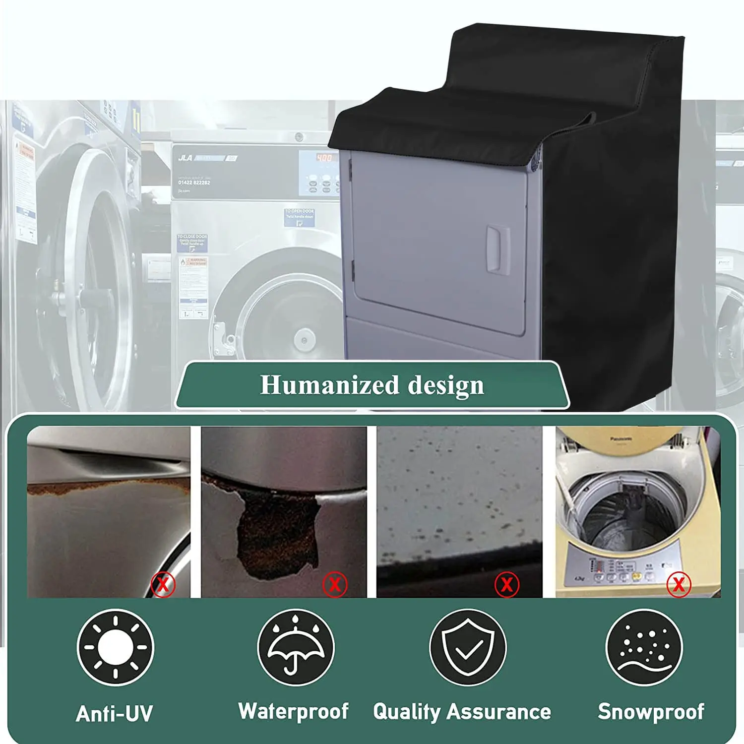 High Quality Waterproof Dustproof Sun-proof Washing Machine Cover Fit For Most Top-loading Washers