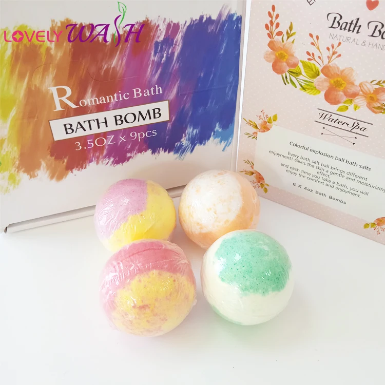 Wholesale Rainbow Colorful Bubble Fizzy Organic Bath Bombs 110g Gift Set 12pcs  Bath Bomb for Kids