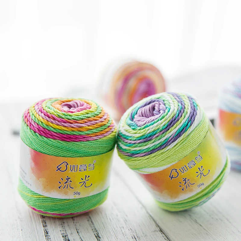 Низкая цена радужная мерсеризованная 100% хлопчатобумажная пряжа Yarncrafts для ручного вязания
