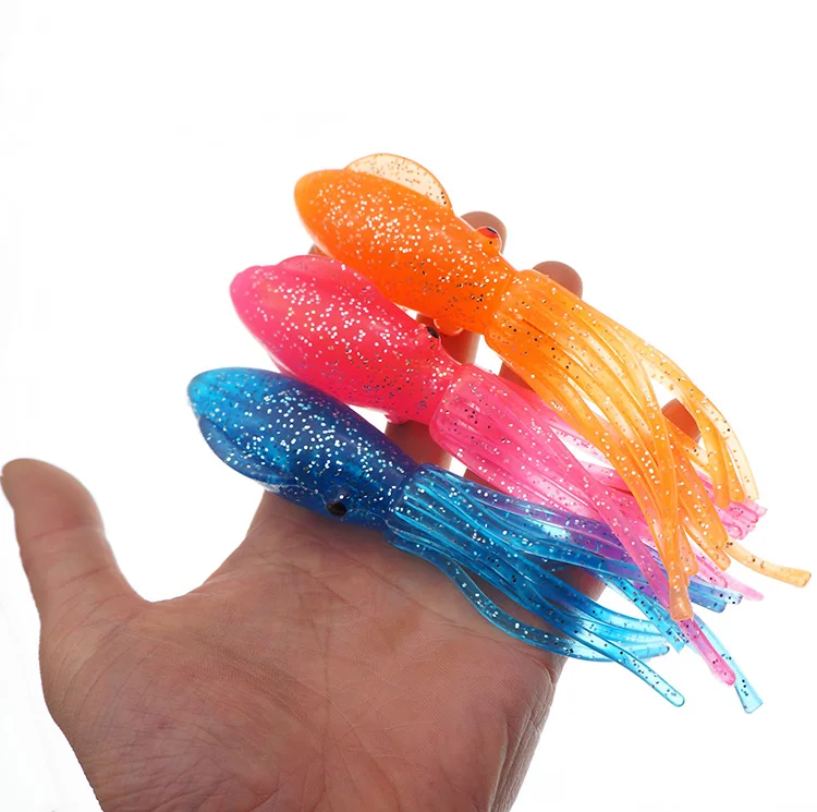 In stock Luminous Soft Squid Fishing Lures For Jigs Mixed Color Big Game Fishing Luminous Squid Skirts Artificial Jigging Bait