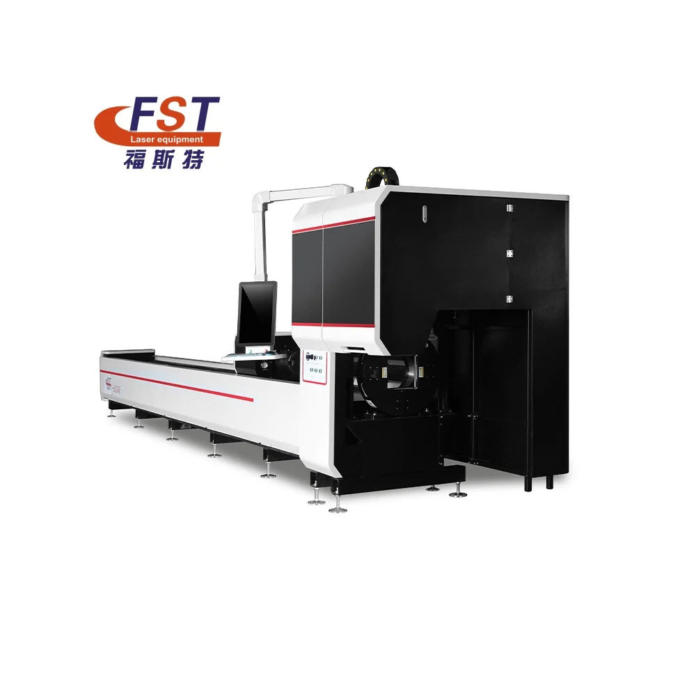 High Accuracy Automatic Double Chuck 6000W Fiber Laser Pipe Cutting Machines Metal Square Tube 6kw Laser Cutter Machine