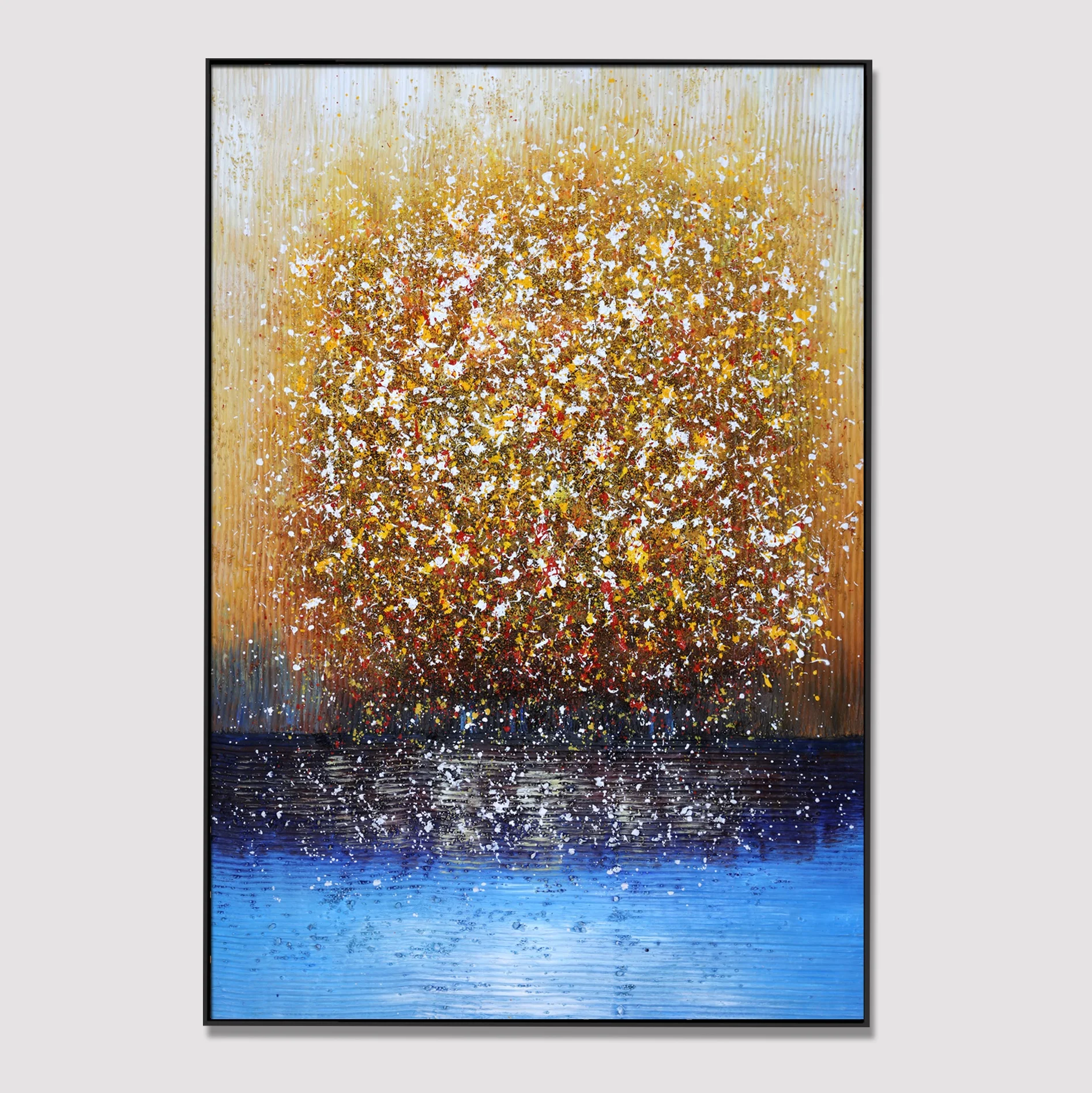 Thick acrylic canvas oil paintings for large interior decoration can be customized frame