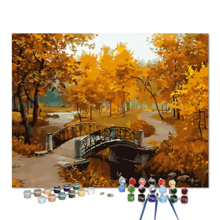 12x16 16x20 Personal Picture Custom Autumn Natural Scenery Handpainted Diy Oil Painting  by Number