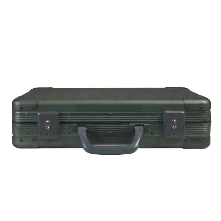 Durable All Black Aluminum Tool Box men Briefcase Carrying Case for Laptop/computer/notebook