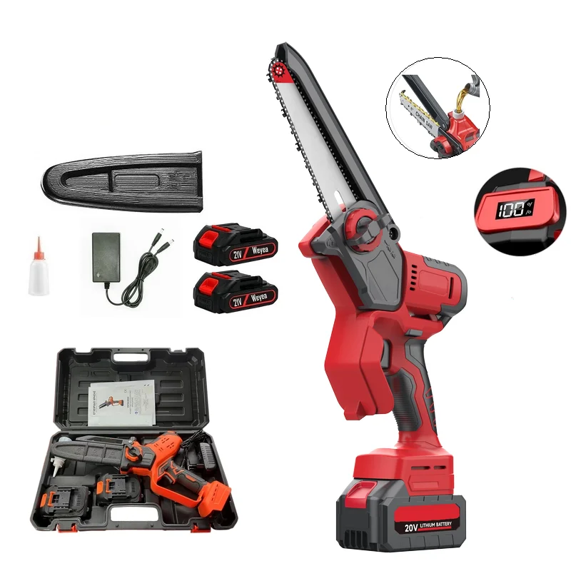 6inch 8 inch Mini Battery Chainsaw with Oil Lubrication Electric Cordless Chainsaw Li-ion Battery Power Chainsaws Chain Saw