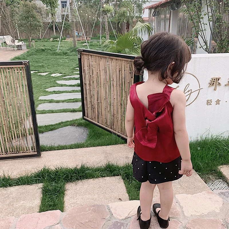 
5120 Children clothing hot sale fashion summer baby girl vest with bow-knot 