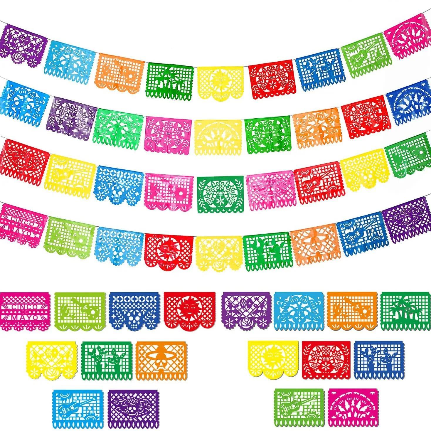 Mexican Flag Felt Party Banners for Celebrating the Day of the Dead